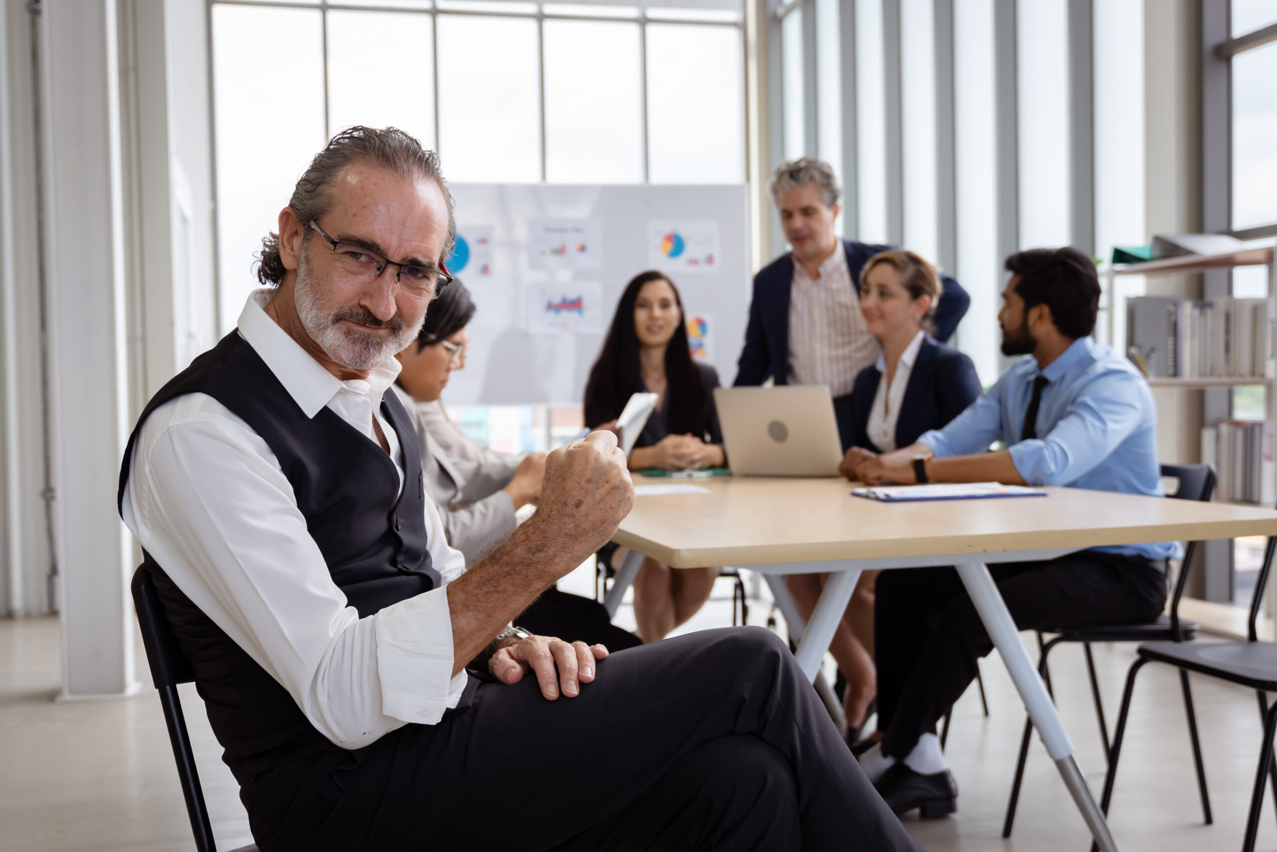 Group of multiethnic businessmen Get together for a brainstorming meeting to move the business forward.