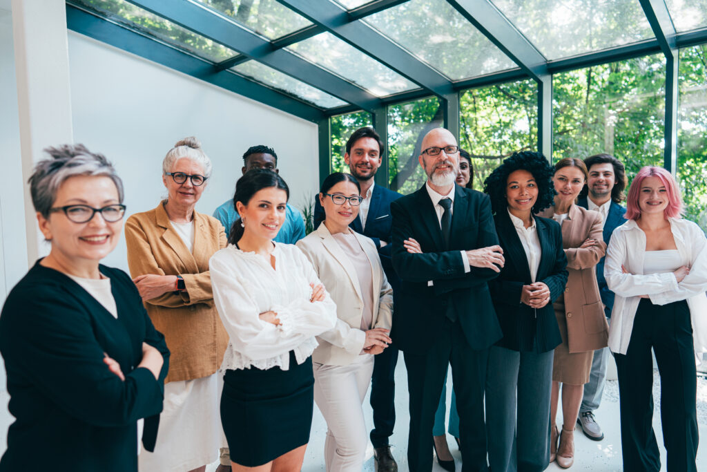 Businessmen and businesswomen making a corporate party