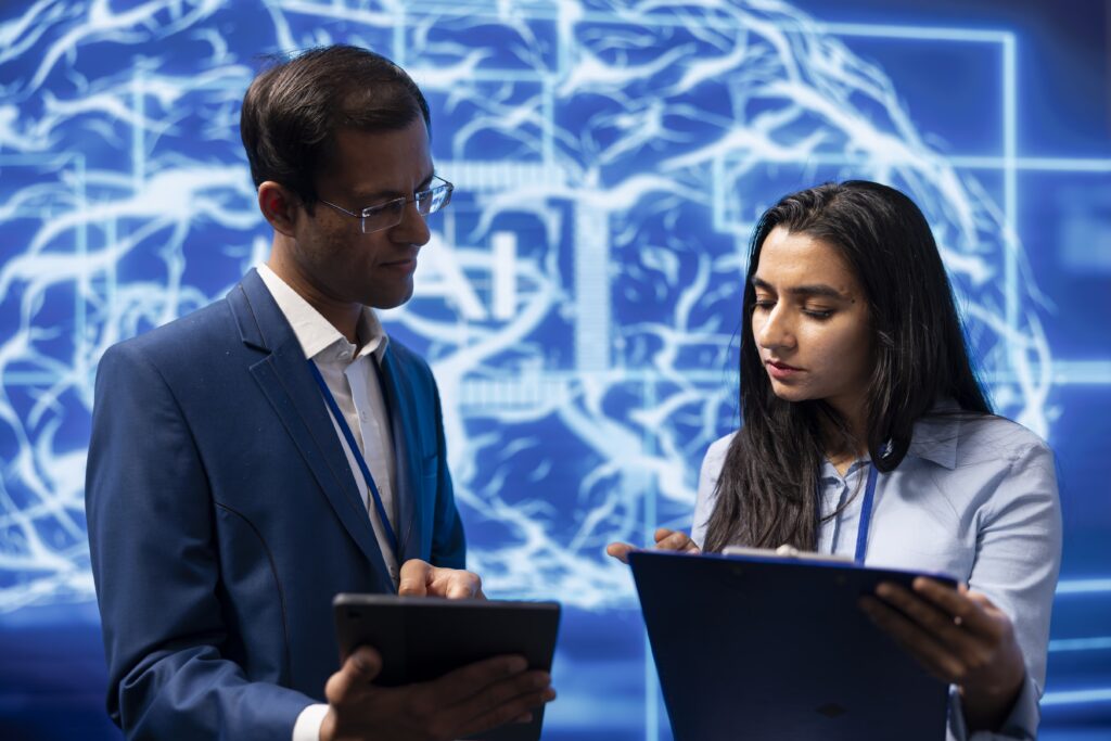 Employees at work using artificial intelligence